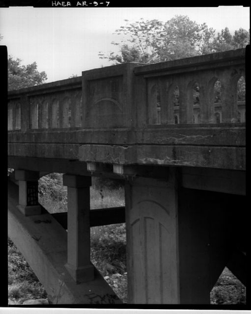 AR-9 Detail view fo ornamental concrete work, looking northeast